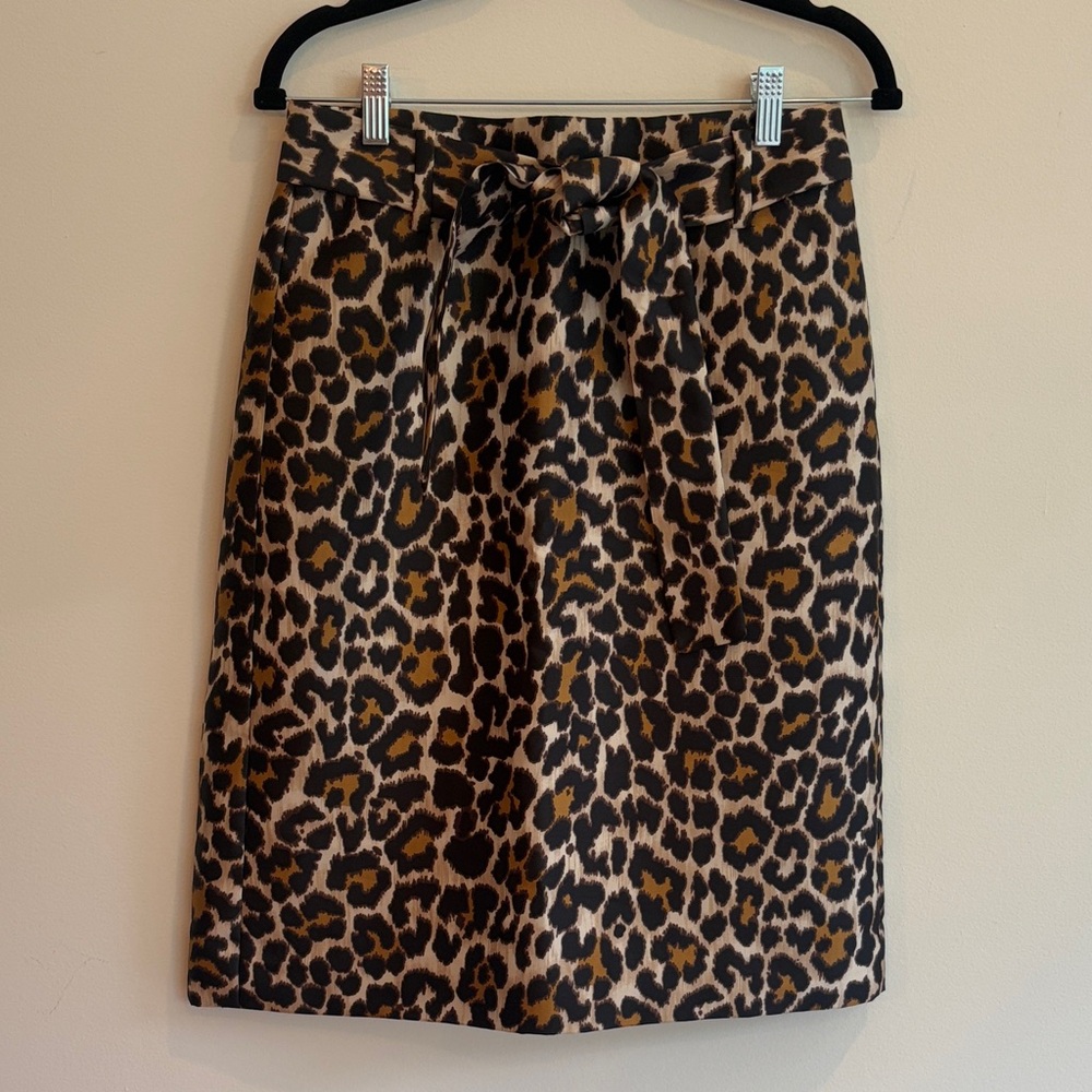 J Crew A Line animal‎ print belted skirt sz 4 new